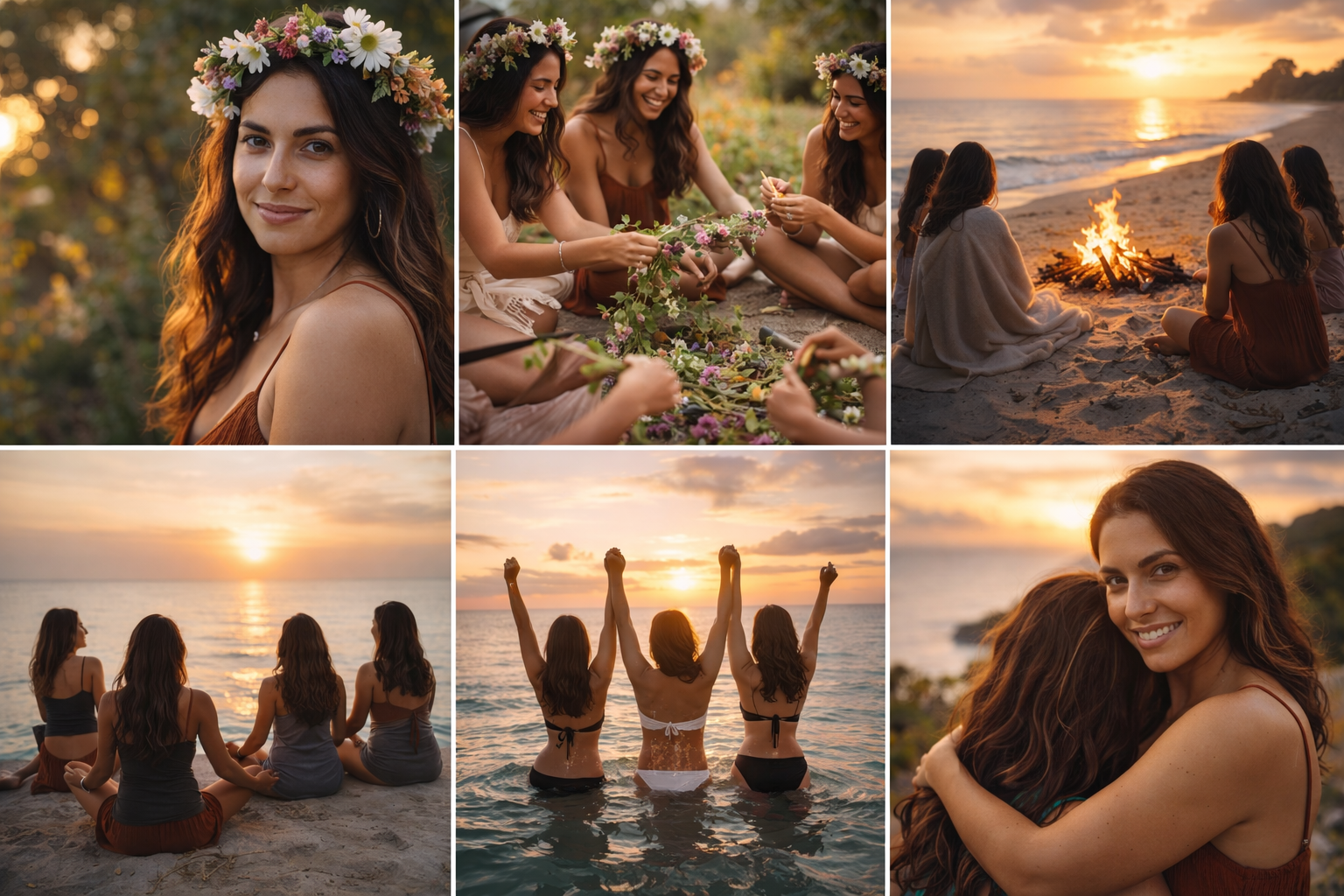 Retreat experiences - sisterhood, bonfire, ocean adventures